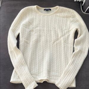 Lands' End Women's Cashmere Ivory Cable Knit Sweater Sz MP